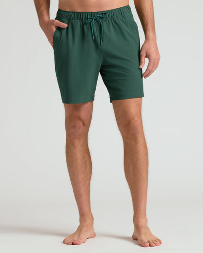 7" Marine Spruce Seersucker Swim Trunks
