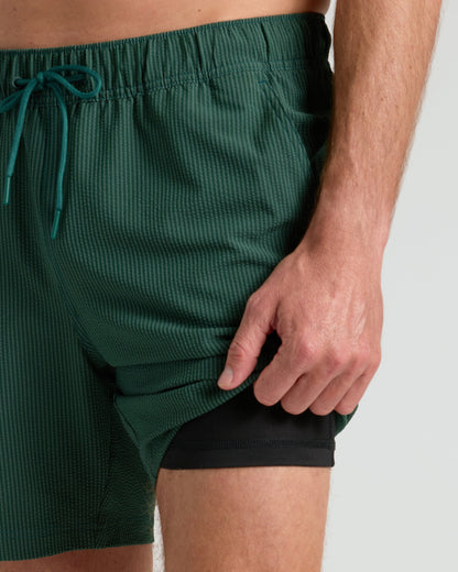 7" Marine Spruce Seersucker Swim Trunks