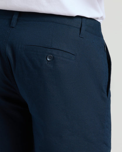 9" Navy Linen Shorts