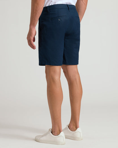 9" Navy Linen Shorts