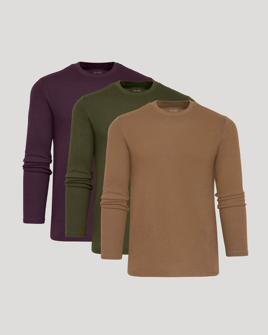 Seasonal Waffle Long Sleeve Crew Neck 3-Pack