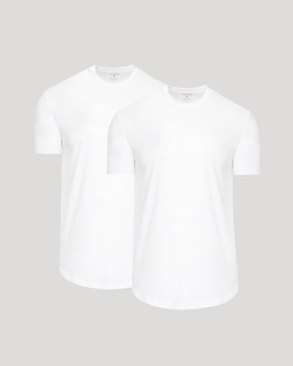 White Curved Hem Classic Crew Neck 2-Pack