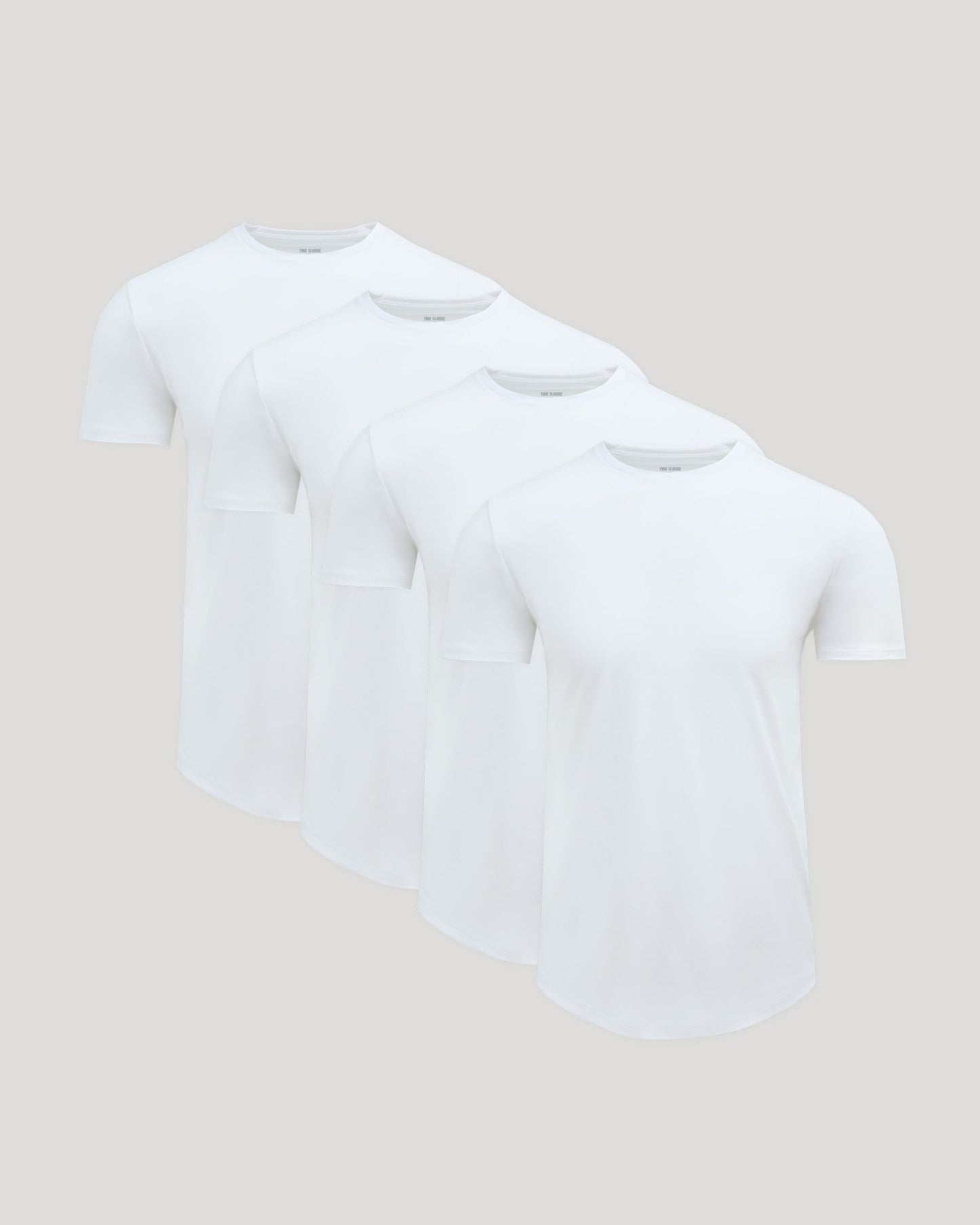 White Premium Pima Crew Curved Hem 4-Pack