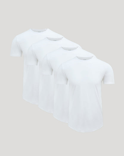 White Premium Pima Crew Curved Hem 4-Pack