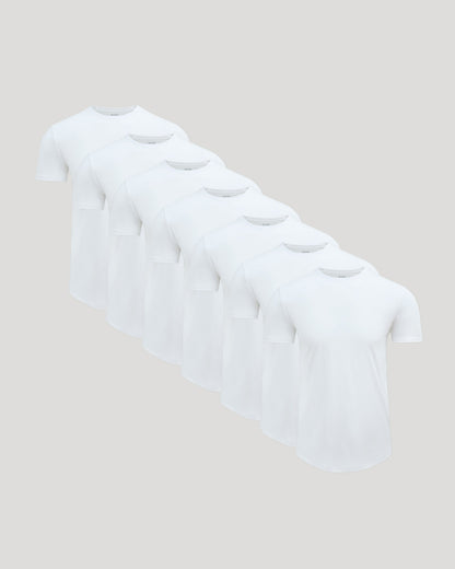 White Premium Pima Crew Curved Hem 7-Pack