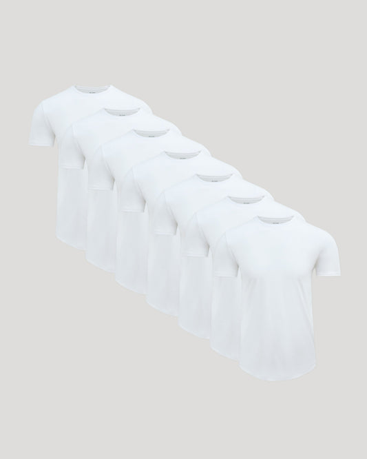 White Premium Pima Crew Curved Hem 7-Pack