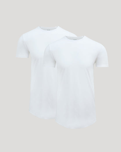 White Tall Premium Pima Crew Curved Hem 2-Pack
