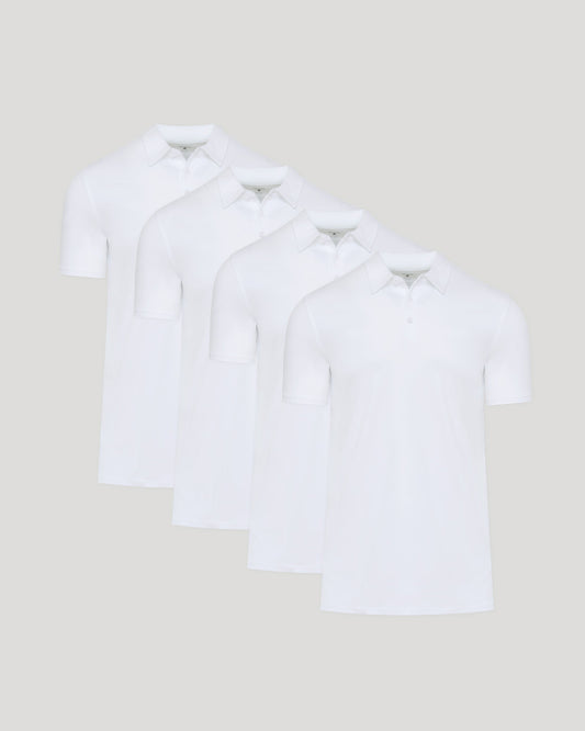 White Tall Premium Pima Polo 4-Pack