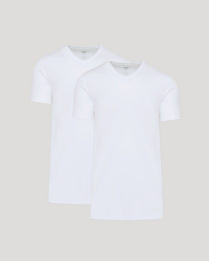 White Tall Premium Pima V-Neck 2-Pack