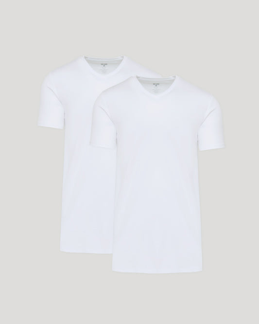 White Tall Premium Pima V-Neck 2-Pack