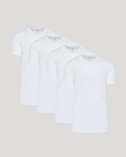 White Tall Premium Pima V-Neck 4-Pack