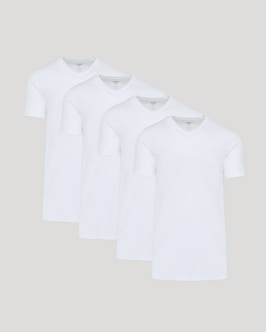 White Tall Premium Pima V-Neck 4-Pack