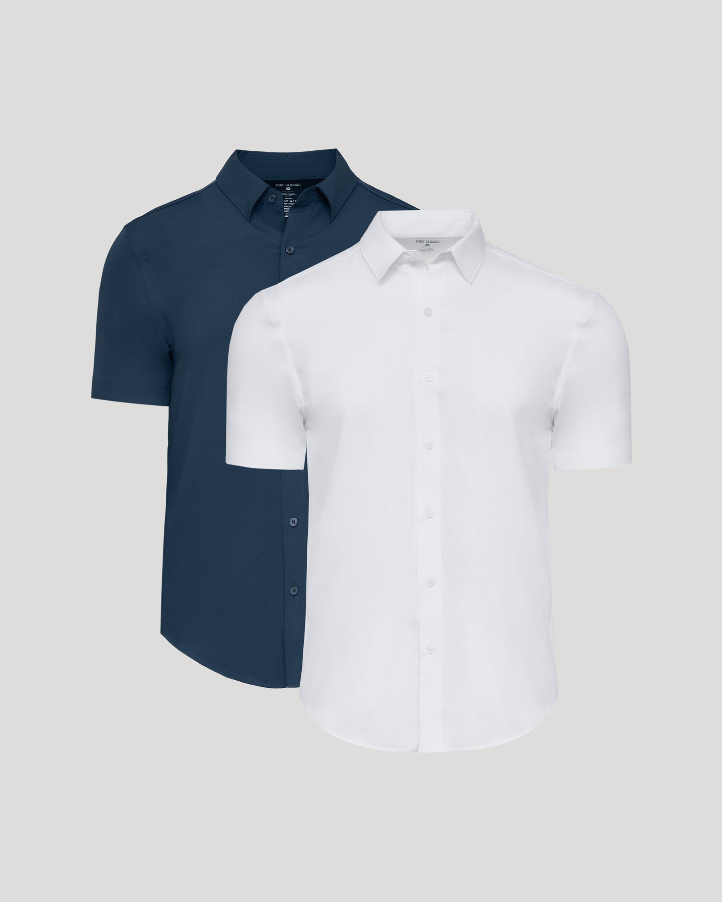 White & Navy Short Sleeve Performance Dress Shirt 2-Pack