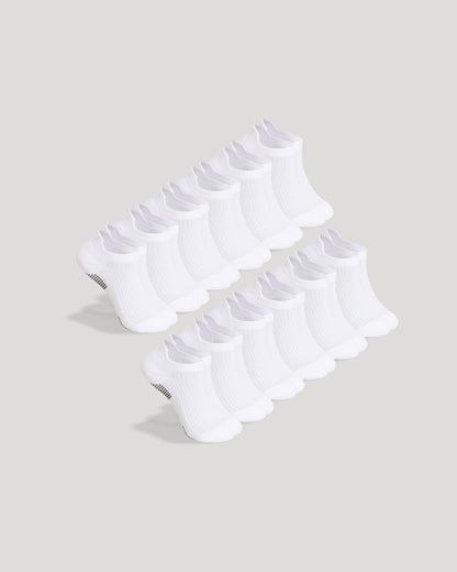 White Active Half Crew Socks 12-Pack