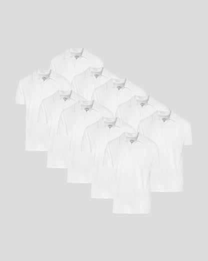 All White Classic Polo 10-Pack