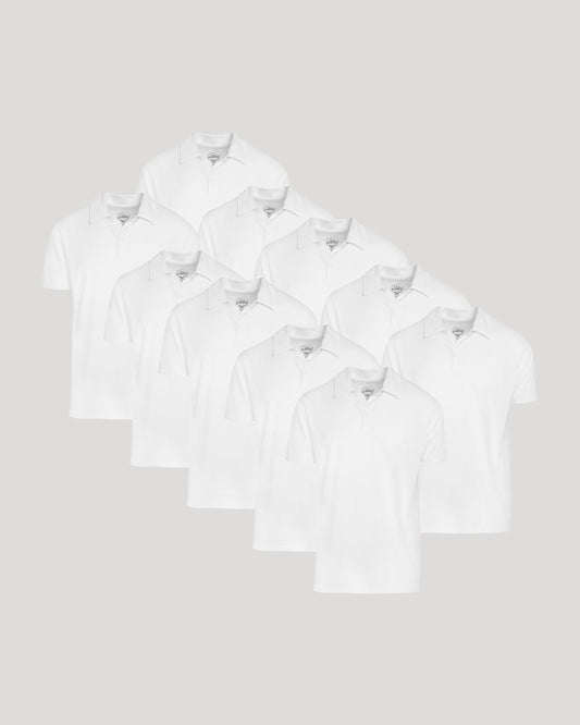 All White Classic Polo 10-Pack
