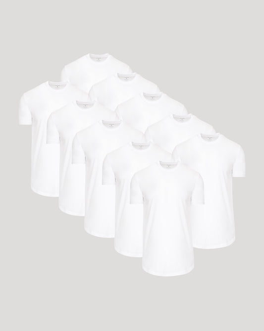 White Classic Tall Curved Hem Crew 10-Pack