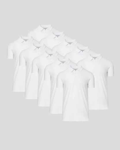 All White Tall Classic Polo 10-Pack