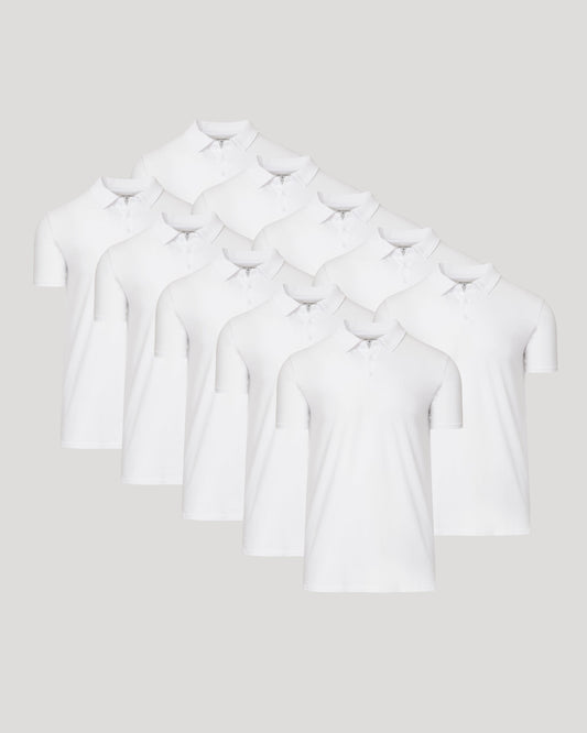 All White Tall Classic Polo 10-Pack