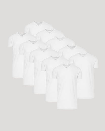 White Classic Tall V-Neck 10-Pack