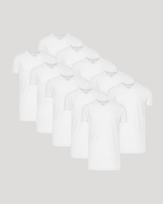White Classic Tall V-Neck 10-Pack