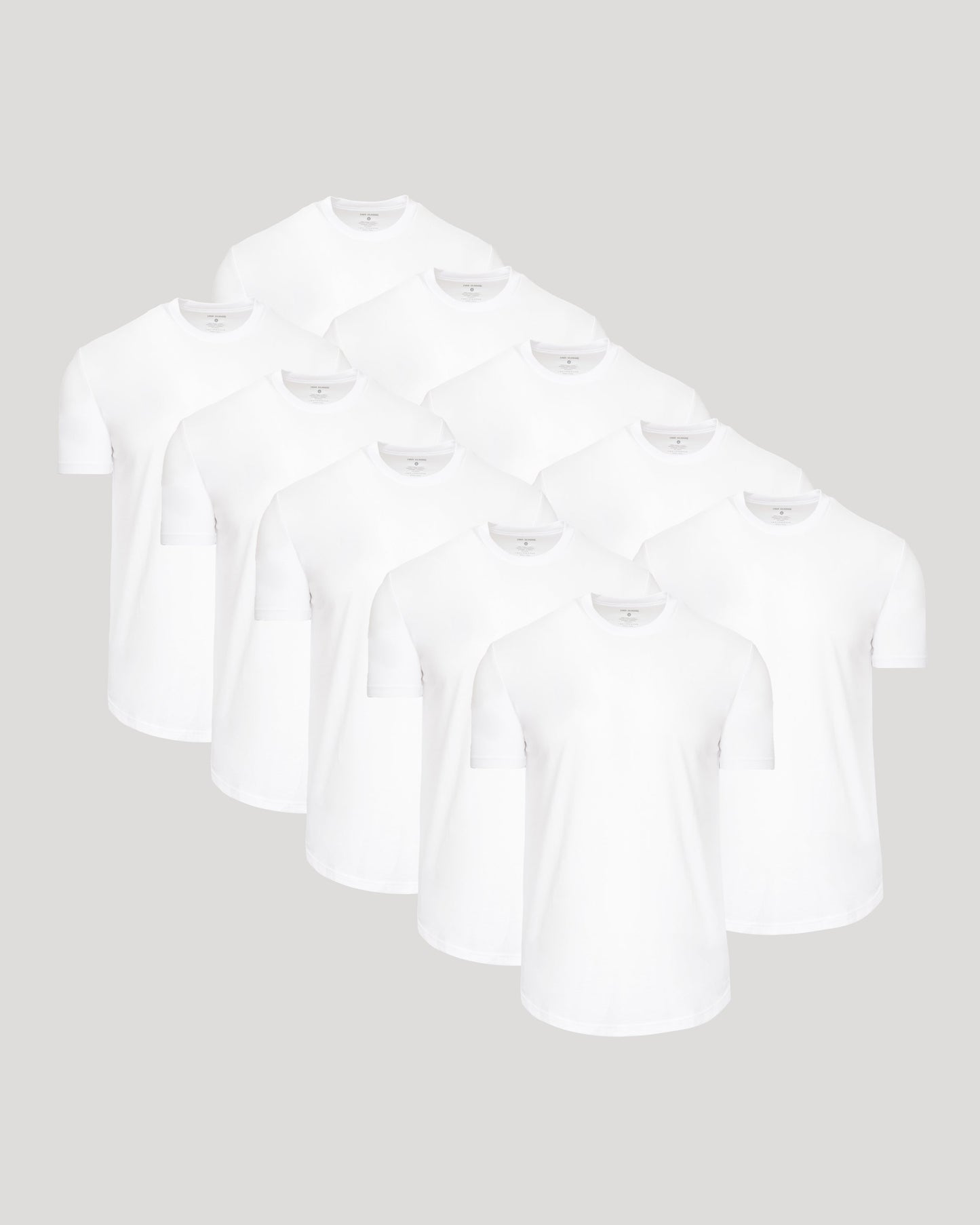 All White Curved Hem Classic Crew Neck 10-Pack